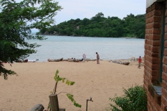 Blick aus dem Zimmer des Hotels in Nkhata Bay.